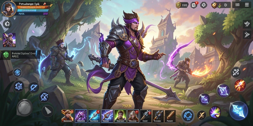Screenshot utama 797K menampilkan aksi pertarungan epik dalam dunia ARPG.