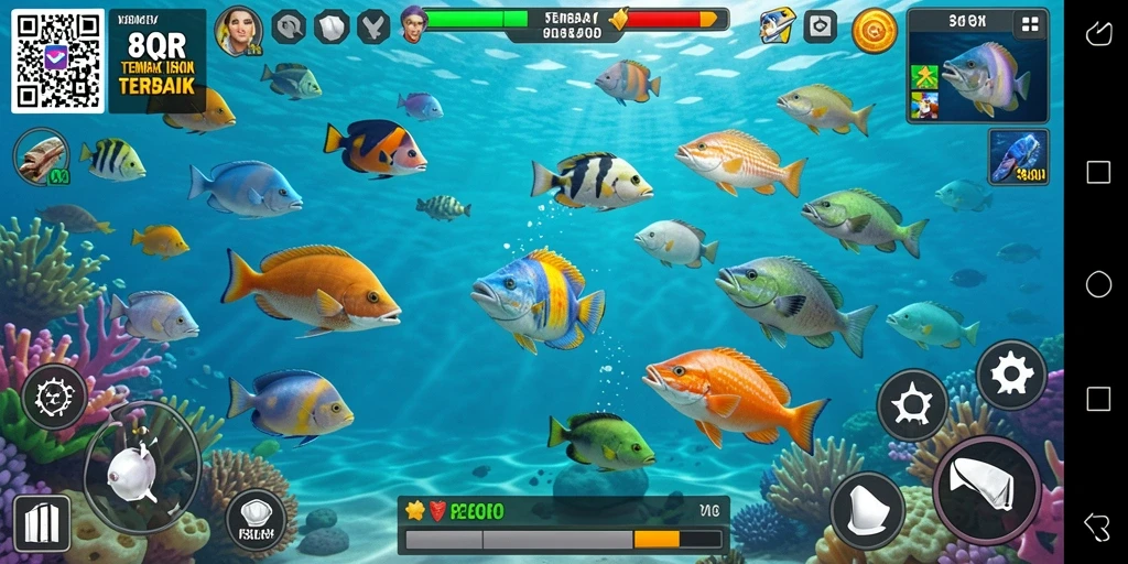 Gameplay menembak ikan yang seru dan menantang di 8QR.