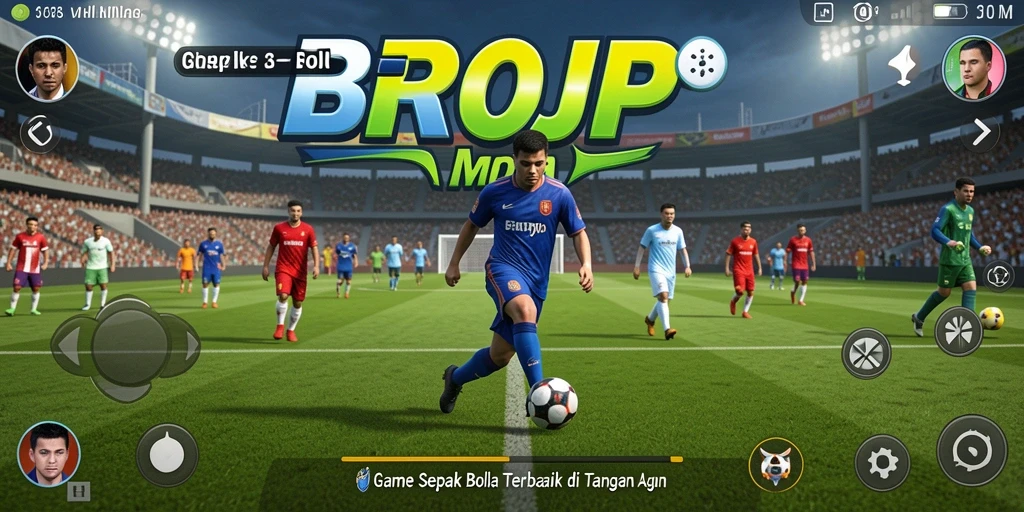 Gameplay intens dalam pertandingan sepak bola yang mendebarkan.