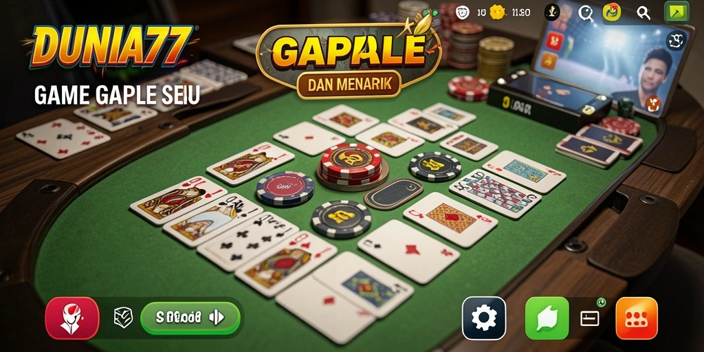 Screenshot DUNIA77 menunjukkan suasana permainan gaple yang seru dan interaktif.
