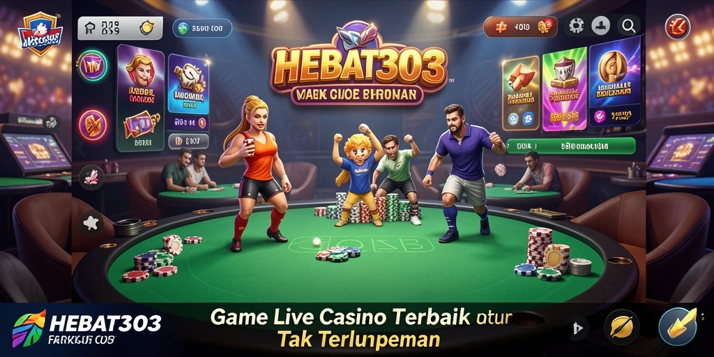 Screenshot HEBAT303 menampilkan dealer live dalam permainan kasino langsung.