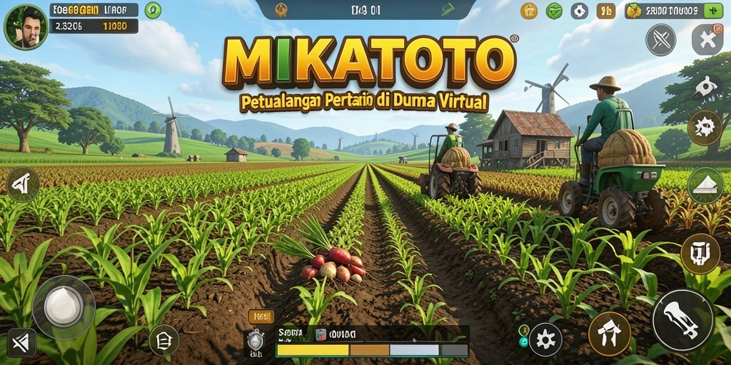 Tampilan gameplay MIKATOTO dengan aktivitas pertanian yang seru.