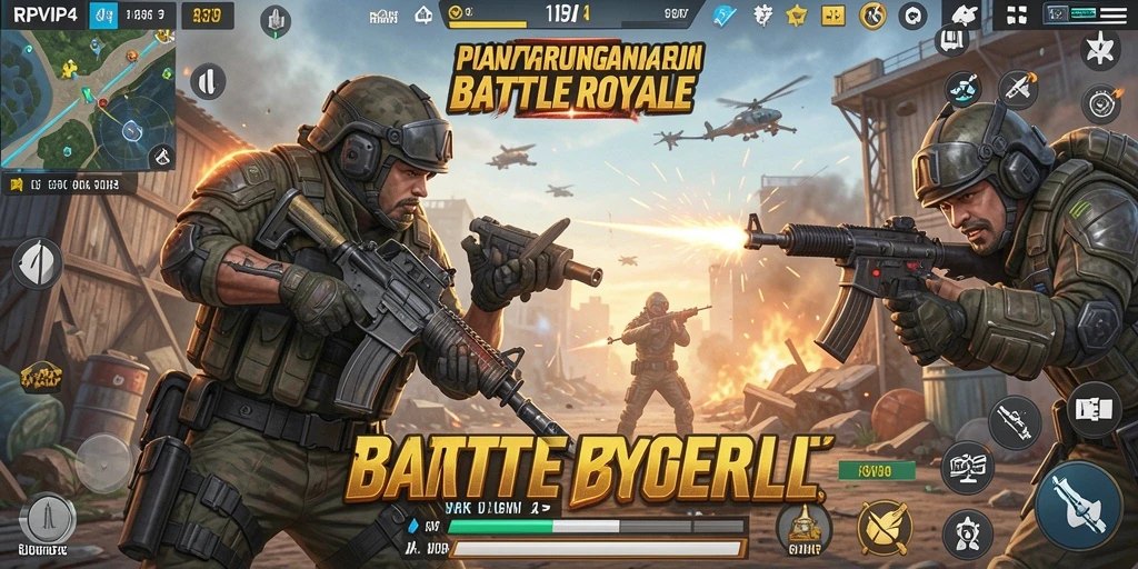 Tampilan seru dari gameplay RPVIP4 di arena Battle Royale.