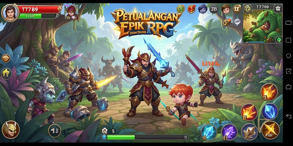 Tangkapan layar gameplay menunjukkan karakter beraksi dalam pertarungan RPG.