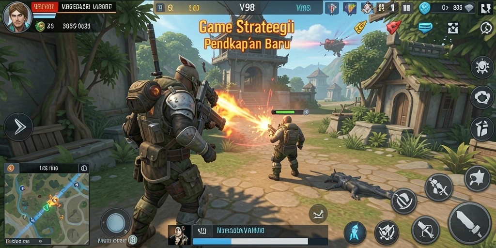 Screenshot menunjukkan aksi pertempuran seru dalam game SLG.