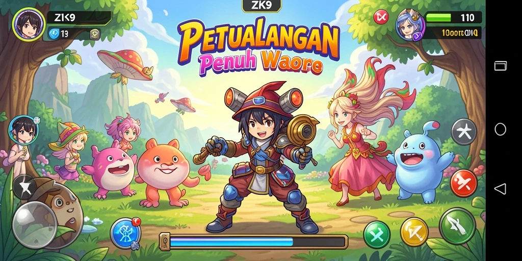 Tampilan screenshot ZK9 menampilkan pertarungan seru dengan karakter Anime.